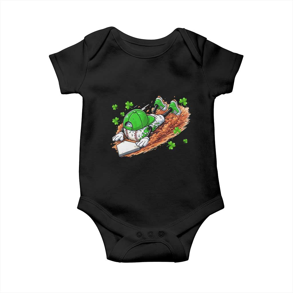 Funny Baseball St Patricks Day Home Plate Drip Baby Onesie TS11 Black Print Your Wear