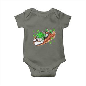 Funny Baseball St Patricks Day Home Plate Drip Baby Onesie TS11 Military Green Print Your Wear