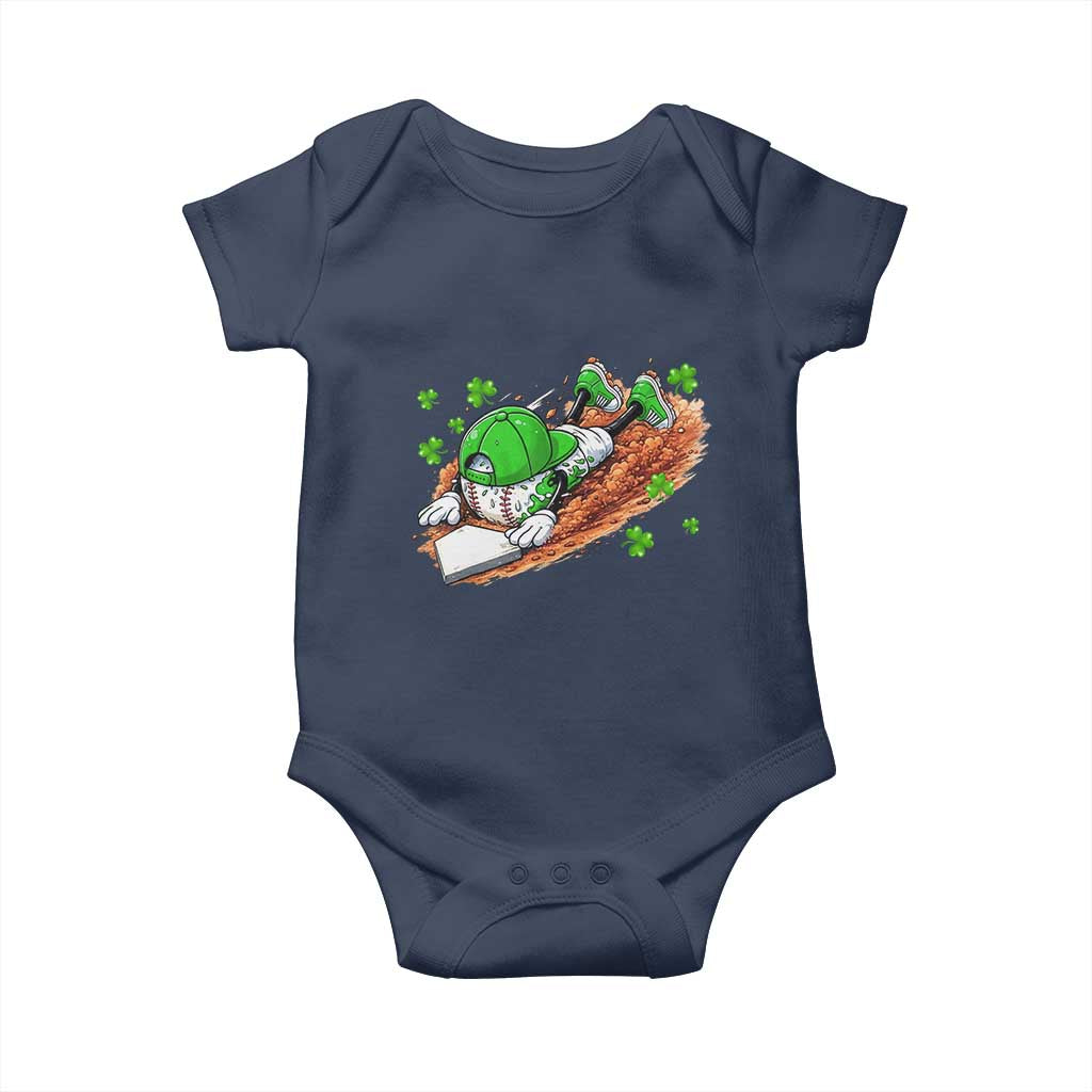 Funny Baseball St Patricks Day Home Plate Drip Baby Onesie TS11 Navy Print Your Wear