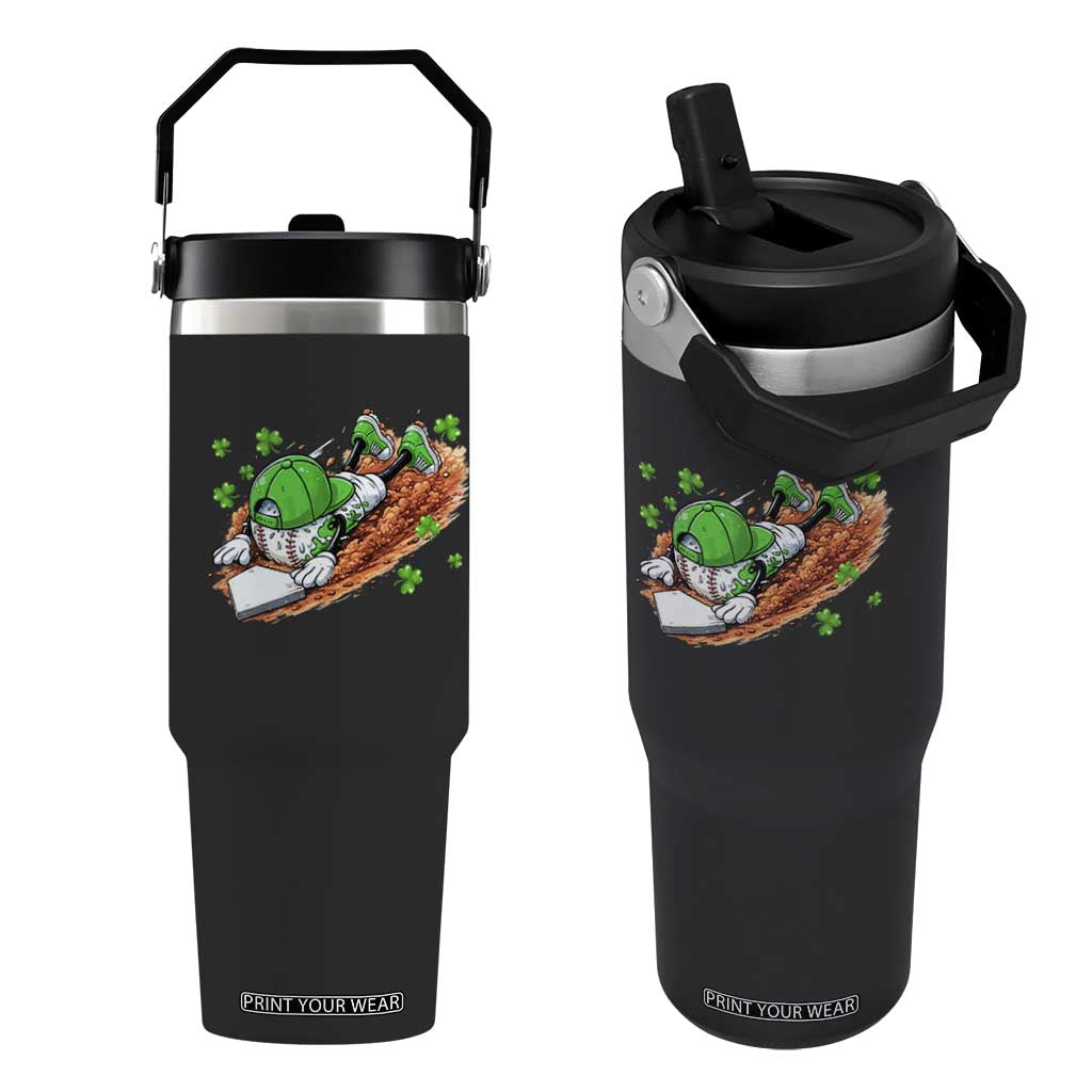 Funny Baseball St Patricks Day Home Plate Drip Flip Straw Tumbler TS11 One Size: 30 oz Black Print Your Wear