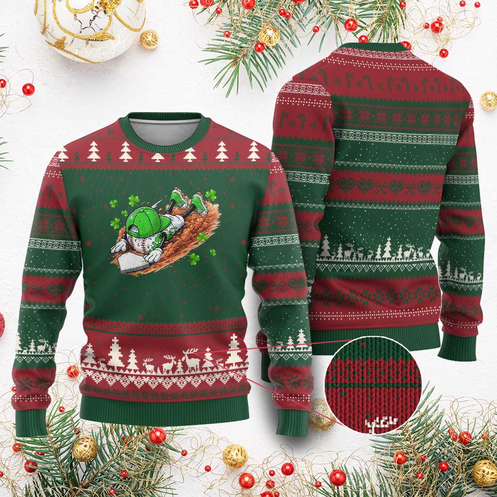 Funny Baseball St Patricks Day Home Plate Drip Ugly Christmas Sweater TS11 Red Green Print Your Wear