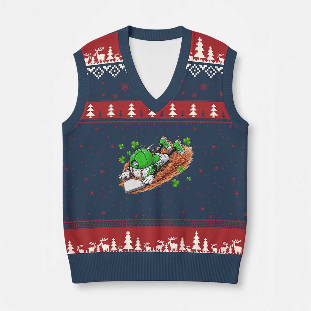 Funny Baseball St Patricks Day Home Plate Drip V-Neck Knit Sweater Vest TS11 Navy Red Print Your Wear