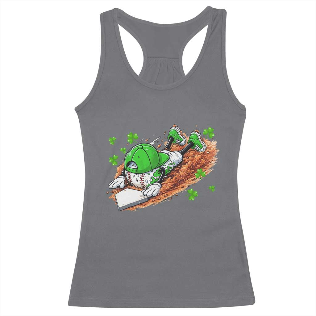 Funny Baseball St Patricks Day Home Plate Drip Racerback Tank Top TS11 Charcoal Print Your Wear
