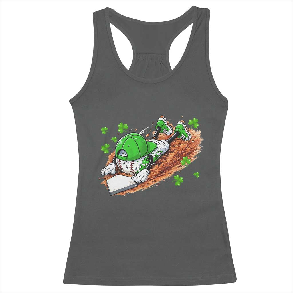 Funny Baseball St Patricks Day Home Plate Drip Racerback Tank Top TS11 Dark Heather Print Your Wear