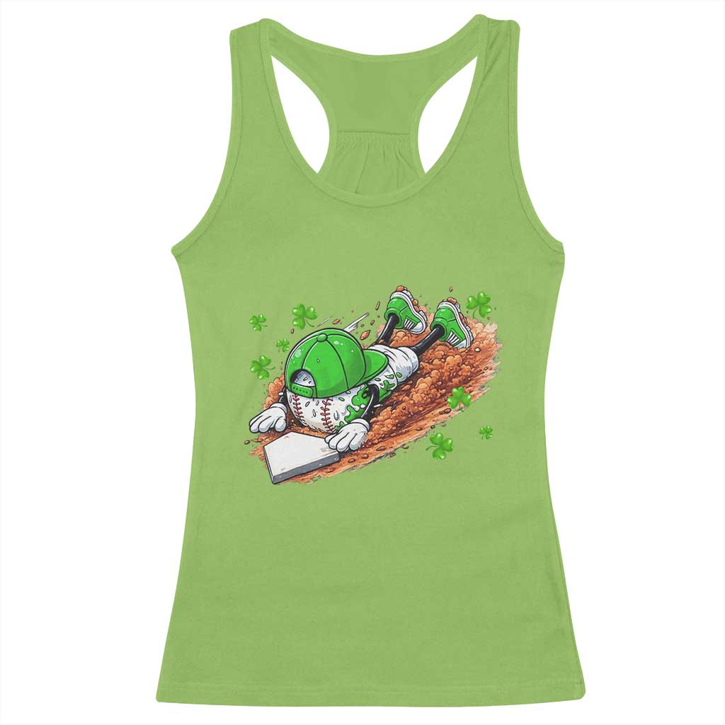 Funny Baseball St Patricks Day Home Plate Drip Racerback Tank Top TS11 Lime Print Your Wear