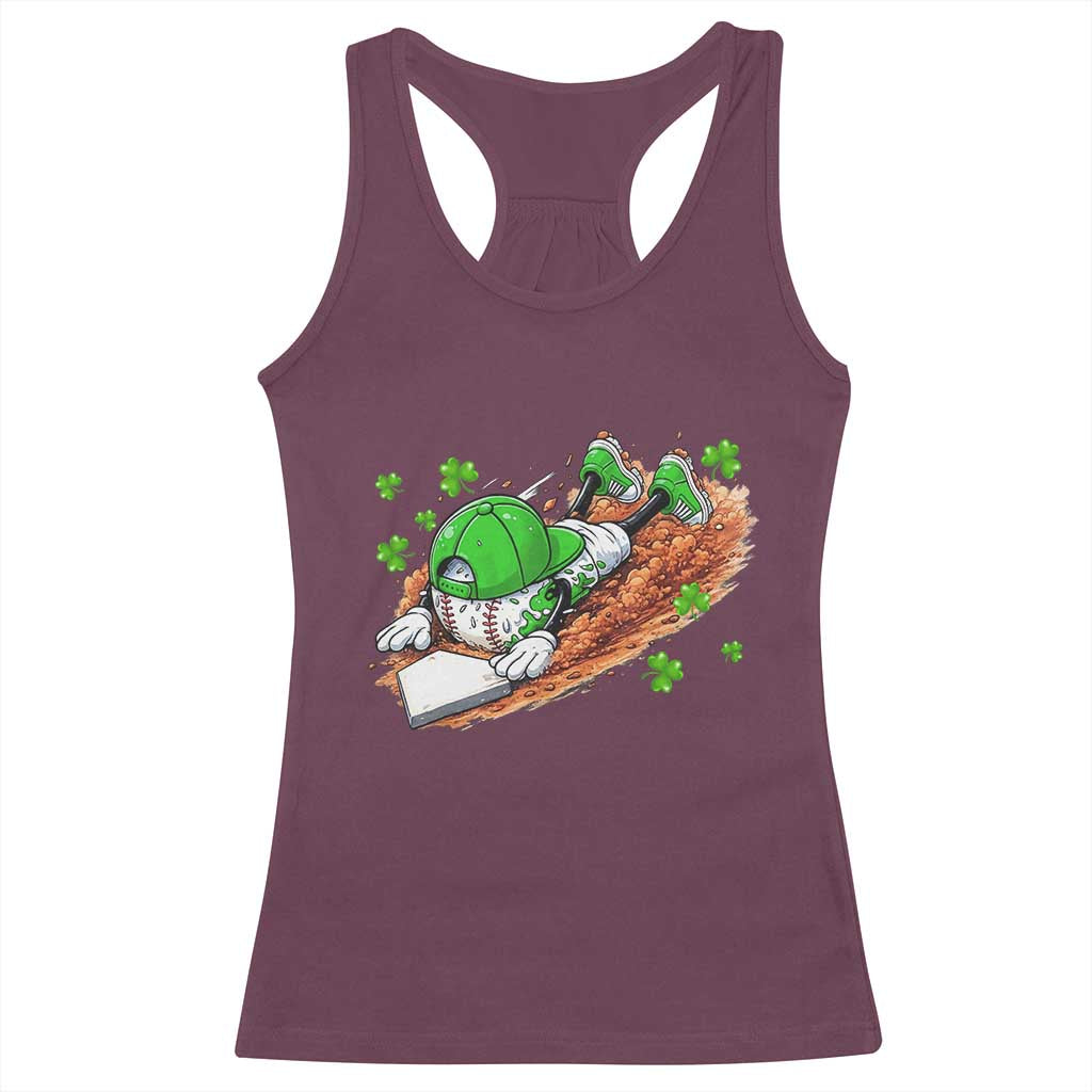 Funny Baseball St Patricks Day Home Plate Drip Racerback Tank Top TS11 Maroon Print Your Wear