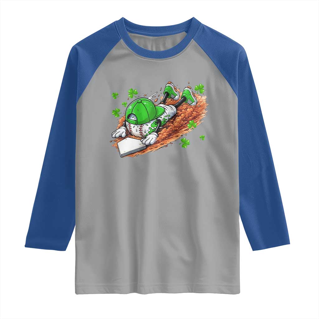Funny Baseball St Patricks Day Home Plate Drip Raglan Shirt TS11 Sport Gray Royal Print Your Wear