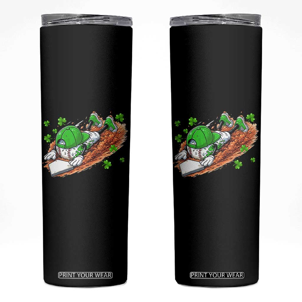 Funny Baseball St Patricks Day Home Plate Drip Skinny Tumbler TS11 Black Print Your Wear