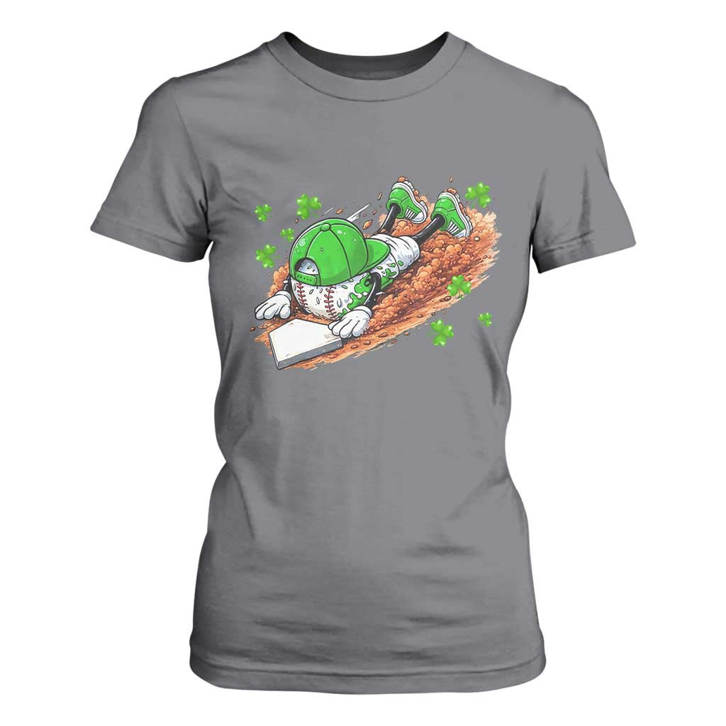Funny Baseball St Patricks Day Home Plate Drip T Shirt For Women TS11 Charcoal Print Your Wear