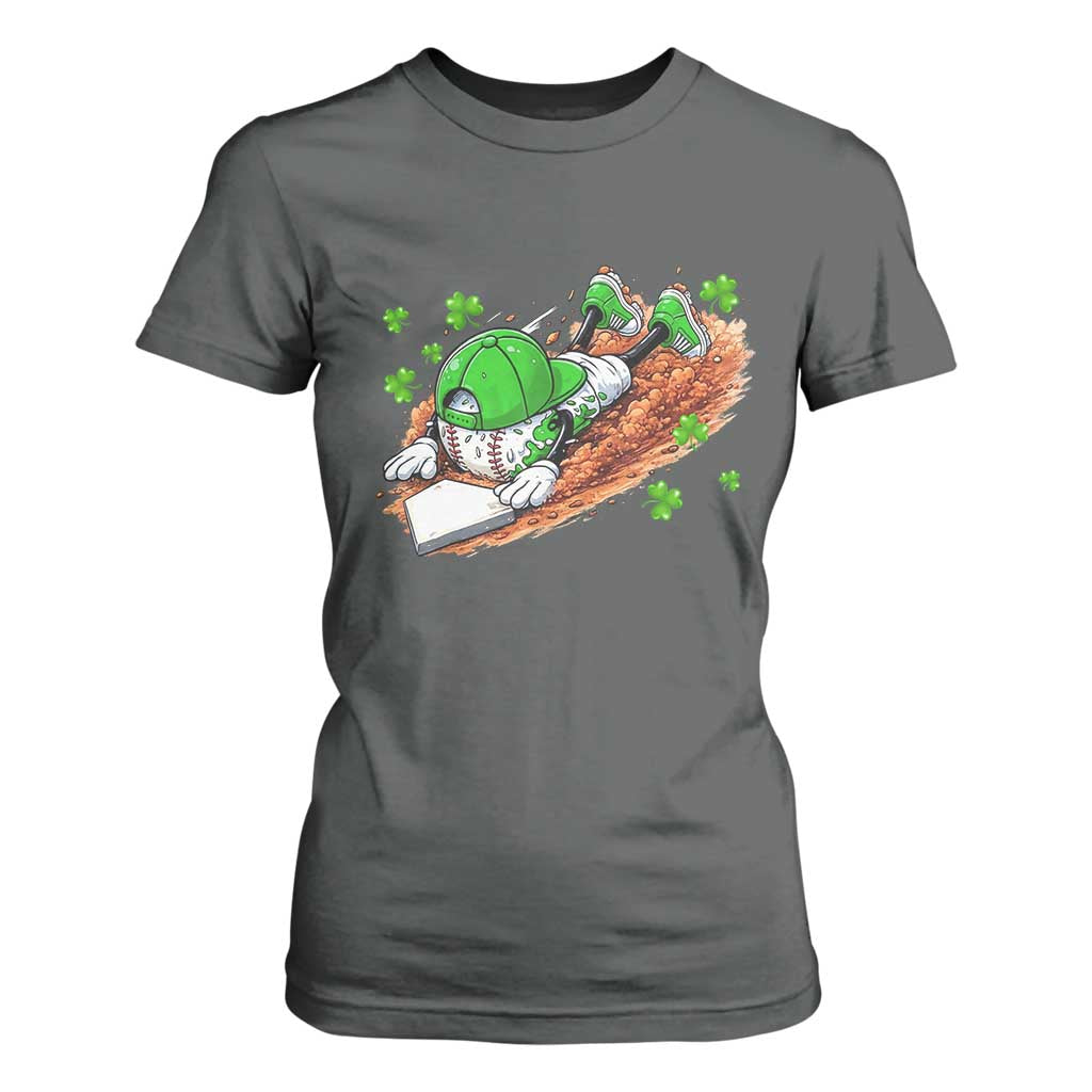 Funny Baseball St Patricks Day Home Plate Drip T Shirt For Women TS11 Dark Heather Print Your Wear