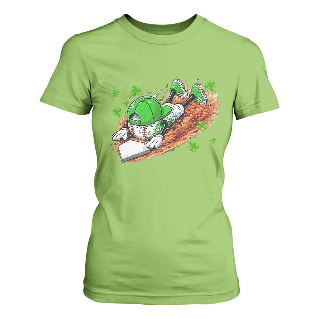 Funny Baseball St Patricks Day Home Plate Drip T Shirt For Women TS11 Lime Print Your Wear