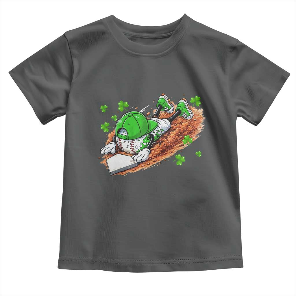 Funny Baseball St Patricks Day Home Plate Drip Toddler T Shirt TS11 Dark Heather Print Your Wear