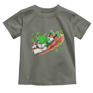 Funny Baseball St Patricks Day Home Plate Drip Toddler T Shirt TS11 Military Green Print Your Wear