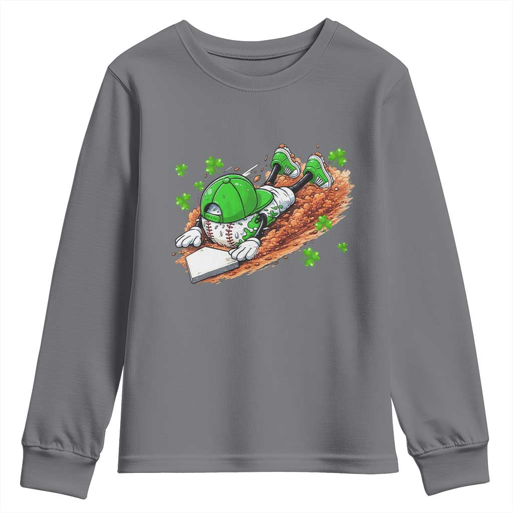 Funny Baseball St Patricks Day Home Plate Drip Youth Sweatshirt TS11 Charcoal Print Your Wear
