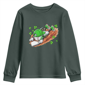 Funny Baseball St Patricks Day Home Plate Drip Youth Sweatshirt TS11 Dark Forest Green Print Your Wear