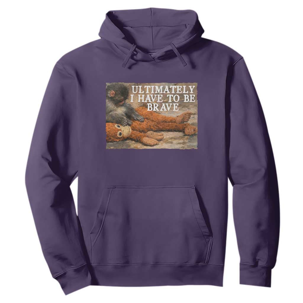 Ultimate I Have To Be Brave Punch The Monkey Hoodie Cute Baby Monkey Hugging Plush TS11 Purple Print Your Wear