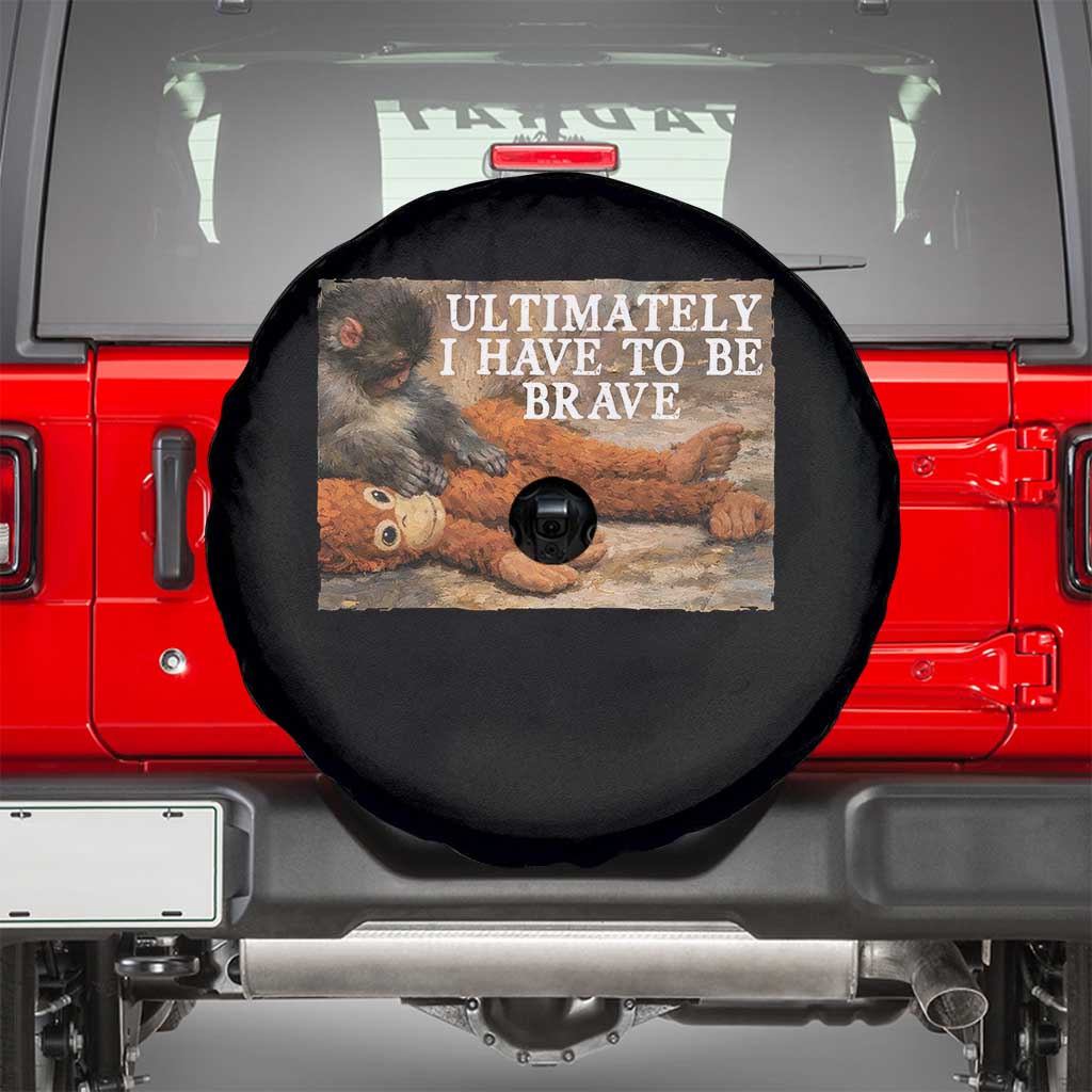 Ultimate I Have To Be Brave Punch The Monkey Spare Tire Cover Cute Baby Monkey Hugging Plush TS11 Black Print Your Wear