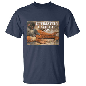 Ultimate I Have To Be Brave Punch The Monkey T Shirt Cute Baby Monkey Hugging Plush TS11 Navy Print Your Wear