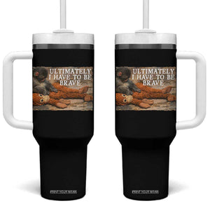 Ultimate I Have To Be Brave Punch The Monkey Tumbler With Handle Cute Baby Monkey Hugging Plush TS11 One Size: 40 oz Black Print Your Wear
