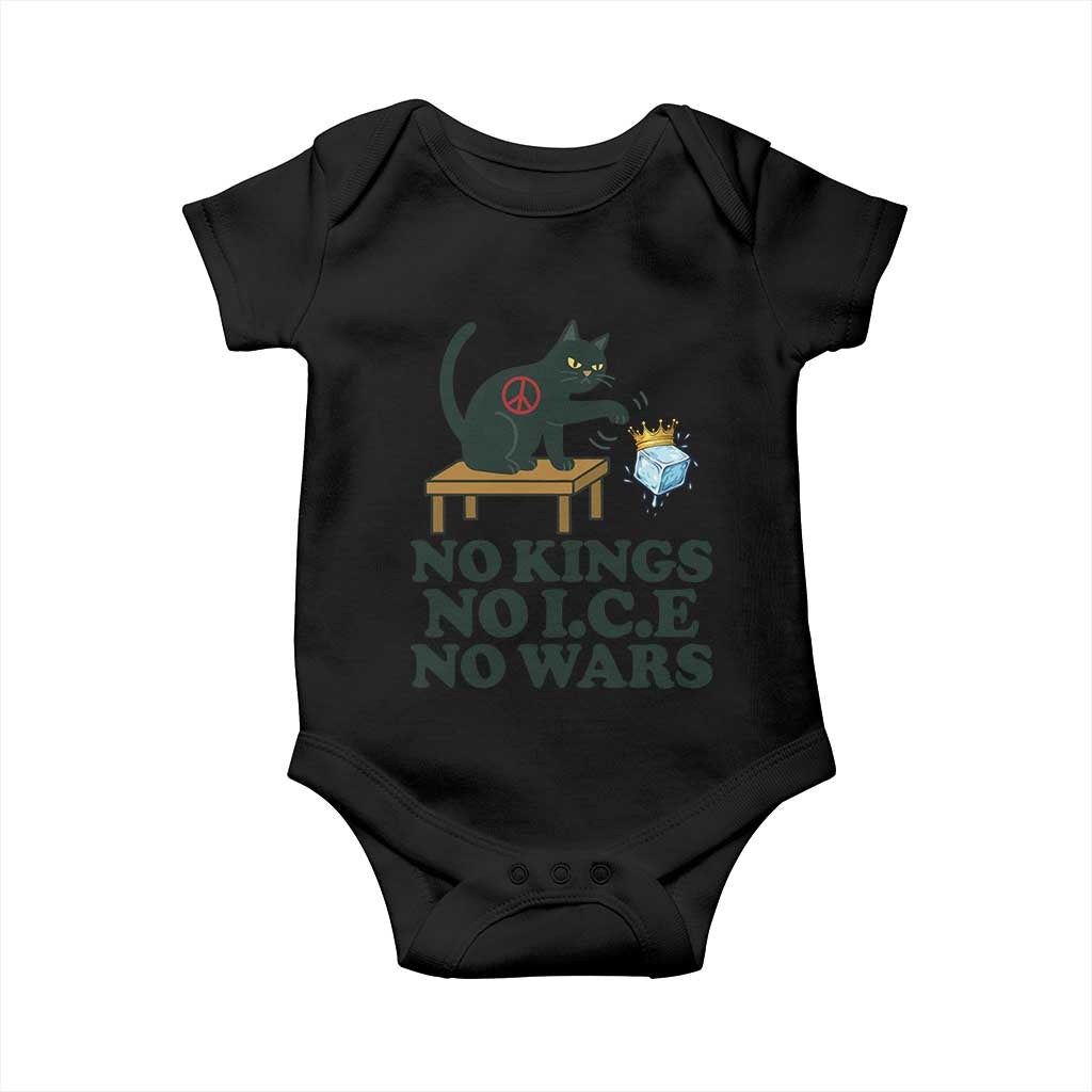 No Kings No Ice No Wars Cat Baby Onesie Funny Political Freedom Activist TS11 Black Print Your Wear