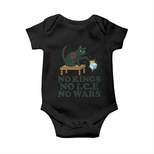 No Kings No Ice No Wars Cat Baby Onesie Funny Political Freedom Activist TS11 Black Print Your Wear