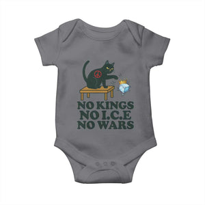 No Kings No Ice No Wars Cat Baby Onesie Funny Political Freedom Activist TS11 Charcoal Print Your Wear