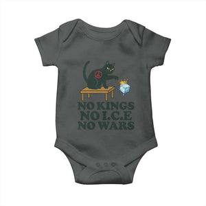 No Kings No Ice No Wars Cat Baby Onesie Funny Political Freedom Activist TS11 Dark Heather Print Your Wear