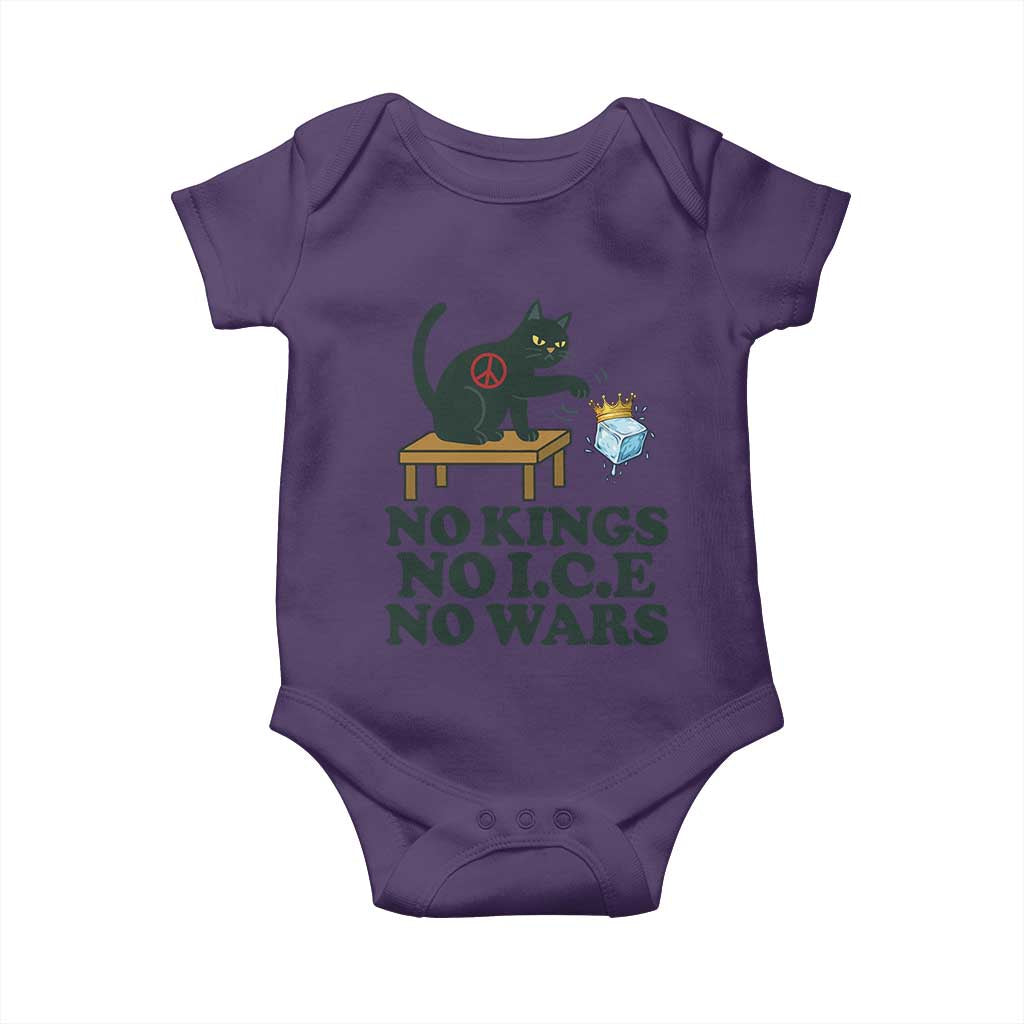 No Kings No Ice No Wars Cat Baby Onesie Funny Political Freedom Activist TS11 Purple Print Your Wear