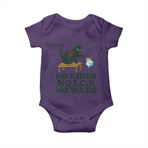 No Kings No Ice No Wars Cat Baby Onesie Funny Political Freedom Activist TS11 Purple Print Your Wear