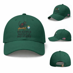 No Kings No Ice No Wars Cat Baseball Cap Funny Political Freedom Activist TS11 Baseball Cap Universal Fit Irish Green Print Your Wear
