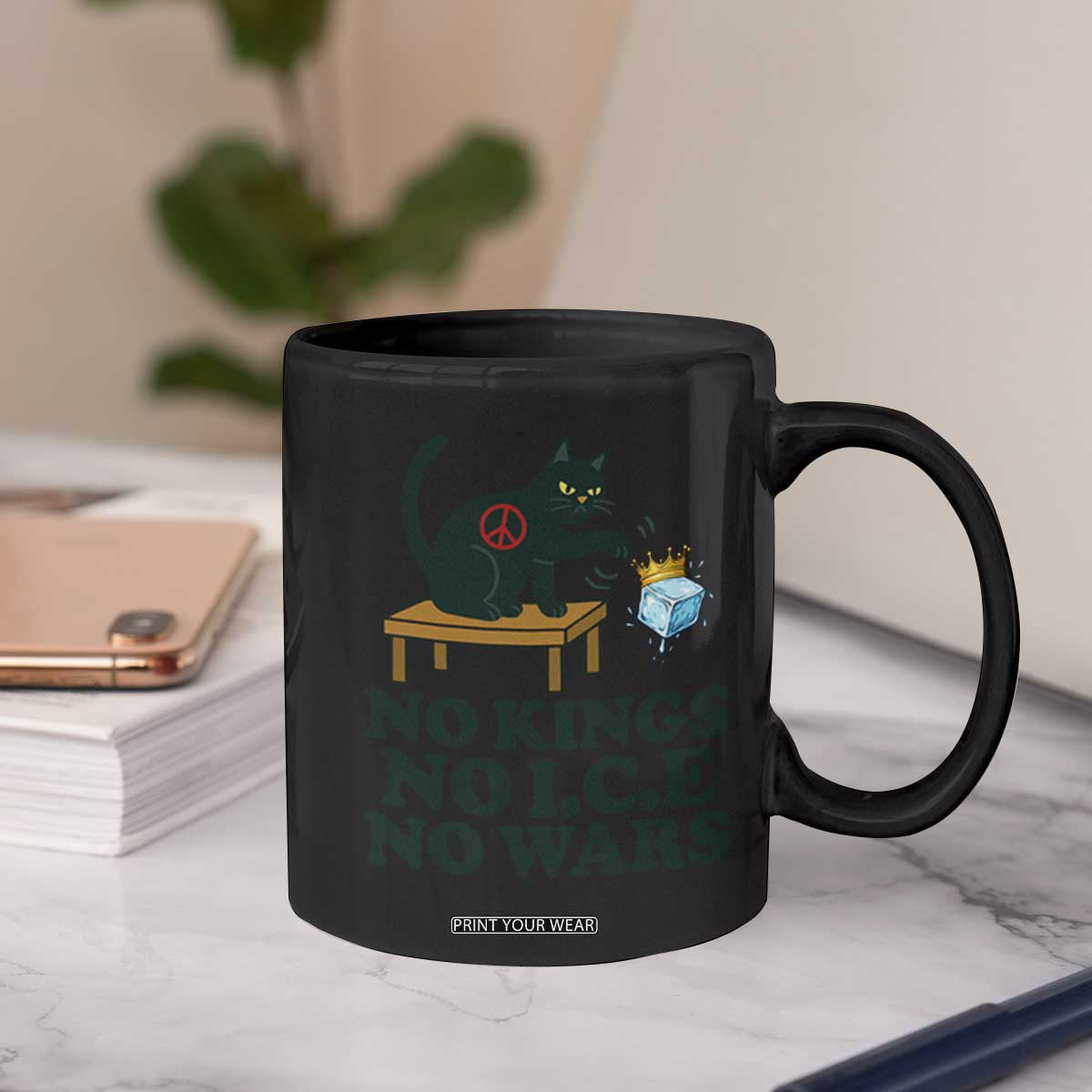 No Kings No Ice No Wars Cat Coffee Mug Funny Political Freedom Activist TS11 Print Your Wear