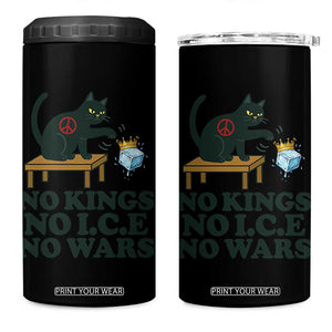 No Kings No Ice No Wars Cat 4 in 1 Can Cooler Tumbler Funny Political Freedom Activist TS11 One Size: 16 oz Black Print Your Wear