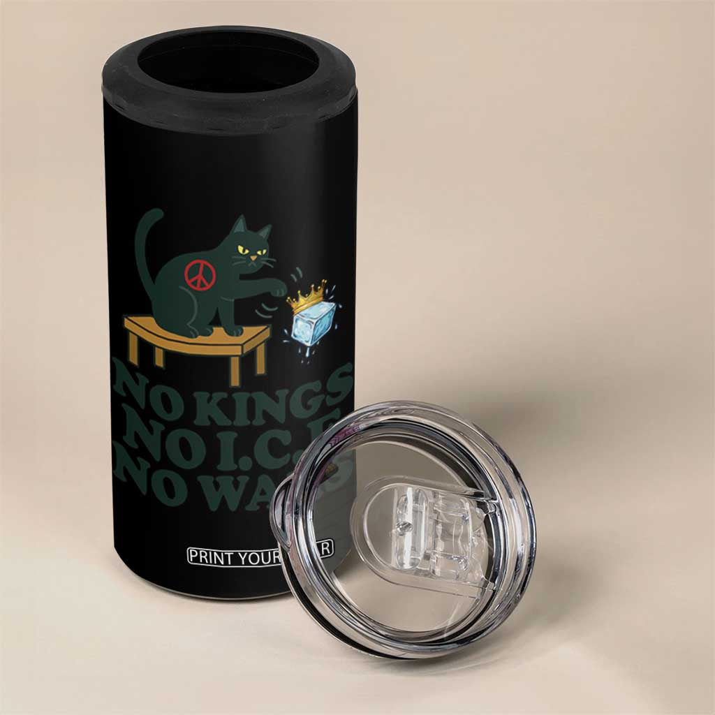 No Kings No Ice No Wars Cat 4 in 1 Can Cooler Tumbler Funny Political Freedom Activist TS11 Print Your Wear