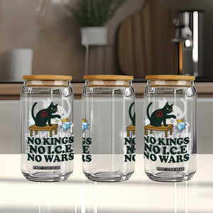 No Kings No Ice No Wars Cat Glass Can Funny Political Freedom Activist TS11 Print Your Wear