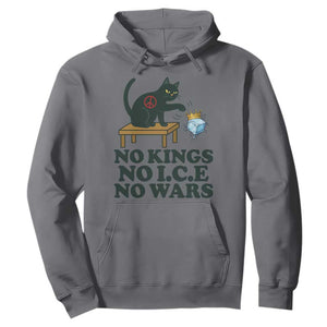 No Kings No Ice No Wars Cat Hoodie Funny Political Freedom Activist TS11 Charcoal Print Your Wear
