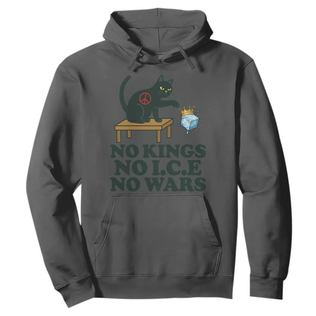 No Kings No Ice No Wars Cat Hoodie Funny Political Freedom Activist TS11 Dark Heather Print Your Wear