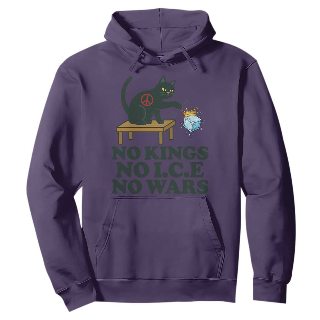 No Kings No Ice No Wars Cat Hoodie Funny Political Freedom Activist TS11 Purple Print Your Wear