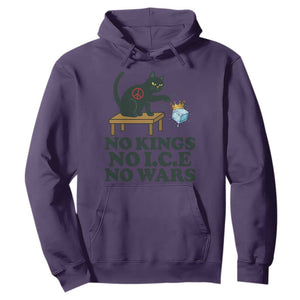 No Kings No Ice No Wars Cat Hoodie Funny Political Freedom Activist TS11 Purple Print Your Wear