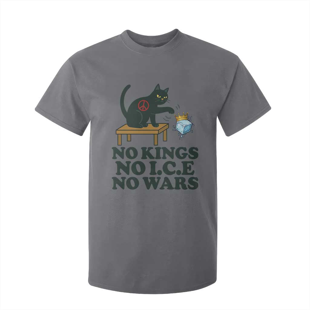 No Kings No Ice No Wars Cat T Shirt For Kid Funny Political Freedom Activist TS11 Charcoal Print Your Wear