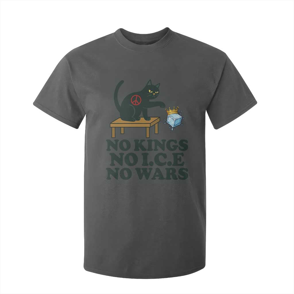 No Kings No Ice No Wars Cat T Shirt For Kid Funny Political Freedom Activist TS11 Dark Heather Print Your Wear
