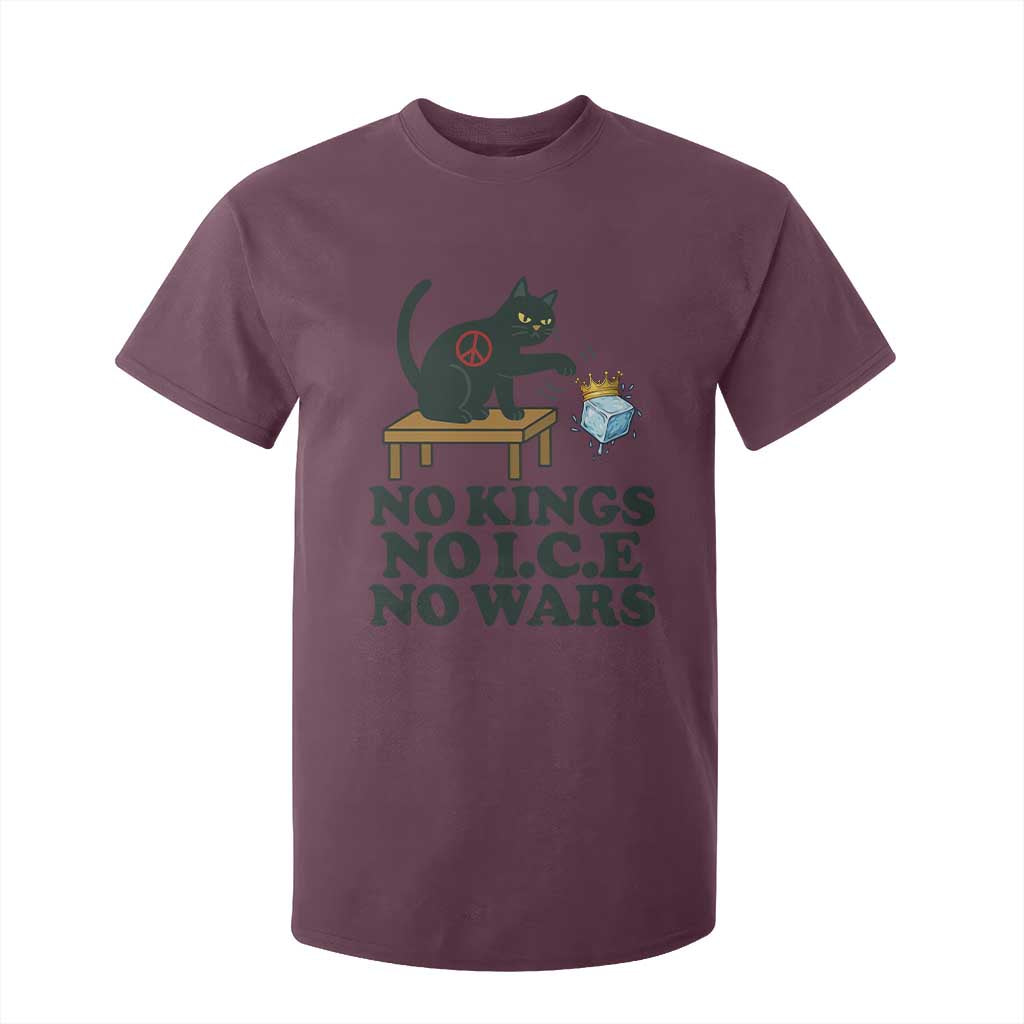 No Kings No Ice No Wars Cat T Shirt For Kid Funny Political Freedom Activist TS11 Maroon Print Your Wear