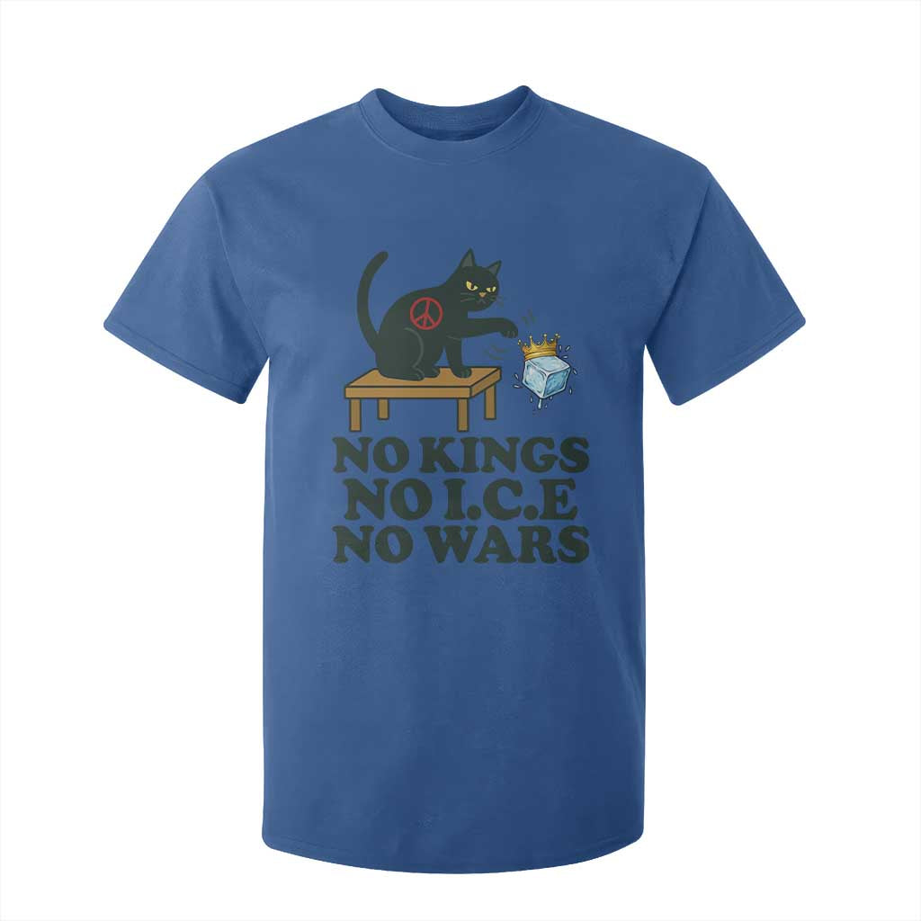No Kings No Ice No Wars Cat T Shirt For Kid Funny Political Freedom Activist TS11 Royal Blue Print Your Wear