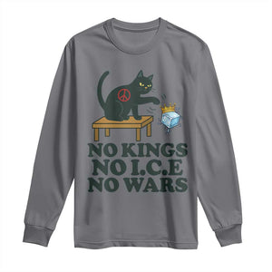 No Kings No Ice No Wars Cat Long Sleeve Shirt Funny Political Freedom Activist TS11 Charcoal Print Your Wear