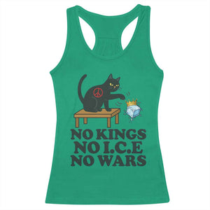 No Kings No Ice No Wars Cat Racerback Tank Top Funny Political Freedom Activist TS11 Irish Green Print Your Wear