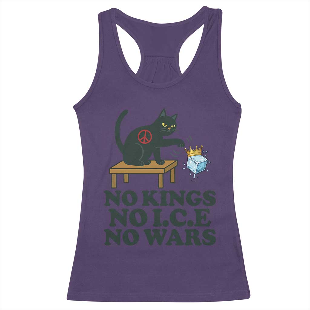 No Kings No Ice No Wars Cat Racerback Tank Top Funny Political Freedom Activist TS11 Purple Print Your Wear