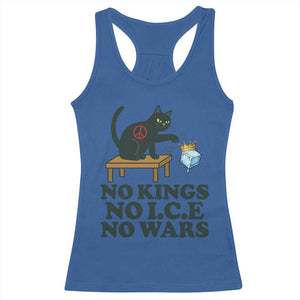 No Kings No Ice No Wars Cat Racerback Tank Top Funny Political Freedom Activist TS11 Royal Blue Print Your Wear