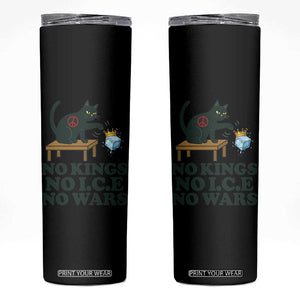No Kings No Ice No Wars Cat Skinny Tumbler Funny Political Freedom Activist TS11 Black Print Your Wear