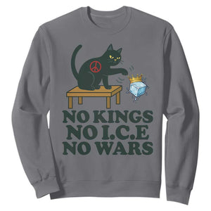No Kings No Ice No Wars Cat Sweatshirt Funny Political Freedom Activist TS11 Charcoal Print Your Wear