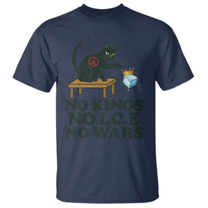 No Kings No Ice No Wars Cat T Shirt Funny Political Freedom Activist TS11 Navy Print Your Wear