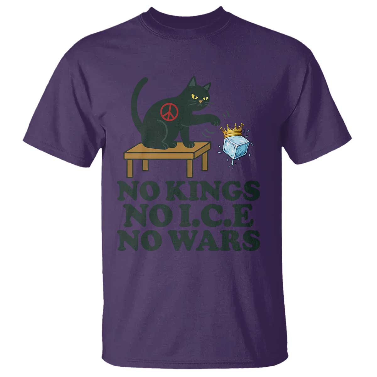 No Kings No Ice No Wars Cat T Shirt Funny Political Freedom Activist TS11 Purple Print Your Wear